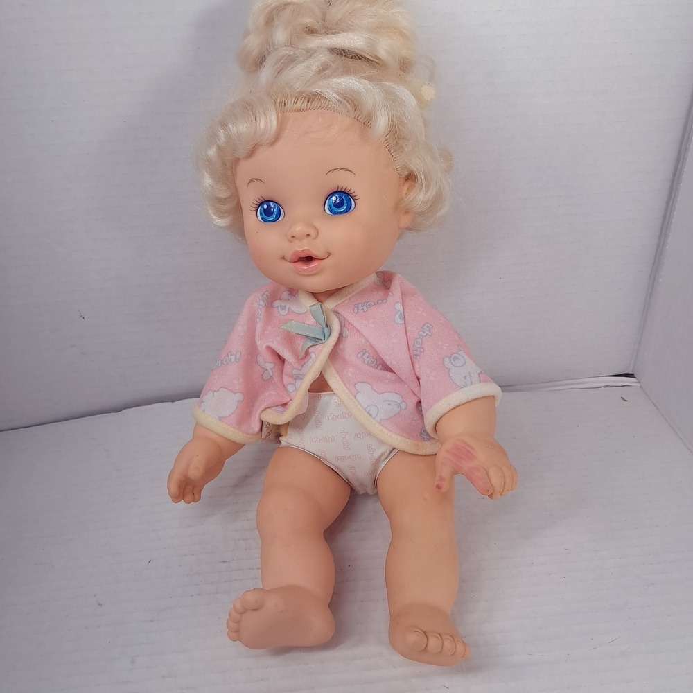 Vintage‎ Hasbro Baby Uh Oh Blonde Hair Drink & Wet Vinyl Girl Doll 1989 pees